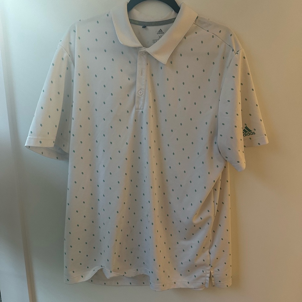 Adidas White and Green Polo Shirt with Classic Style